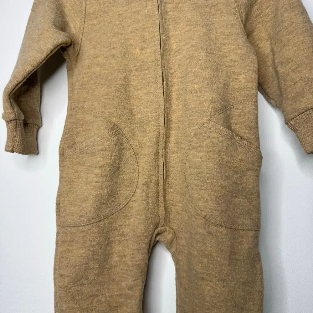 Engel Virgin Wool Fleece Hooded Overall Camel 2-4Y Toddler NWT